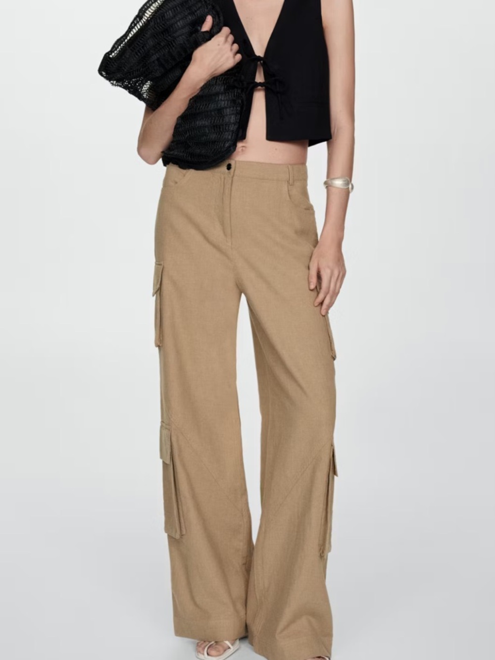 Mango Cotton Cargo Pants View 3